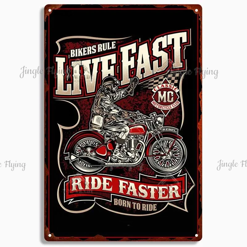 Swono Motorcross Skulls Tin Signs Cool Motorbike Club Poster Vintage Metal Tin Sign Wall Decor For Bars Restaurants Cafes Pubs