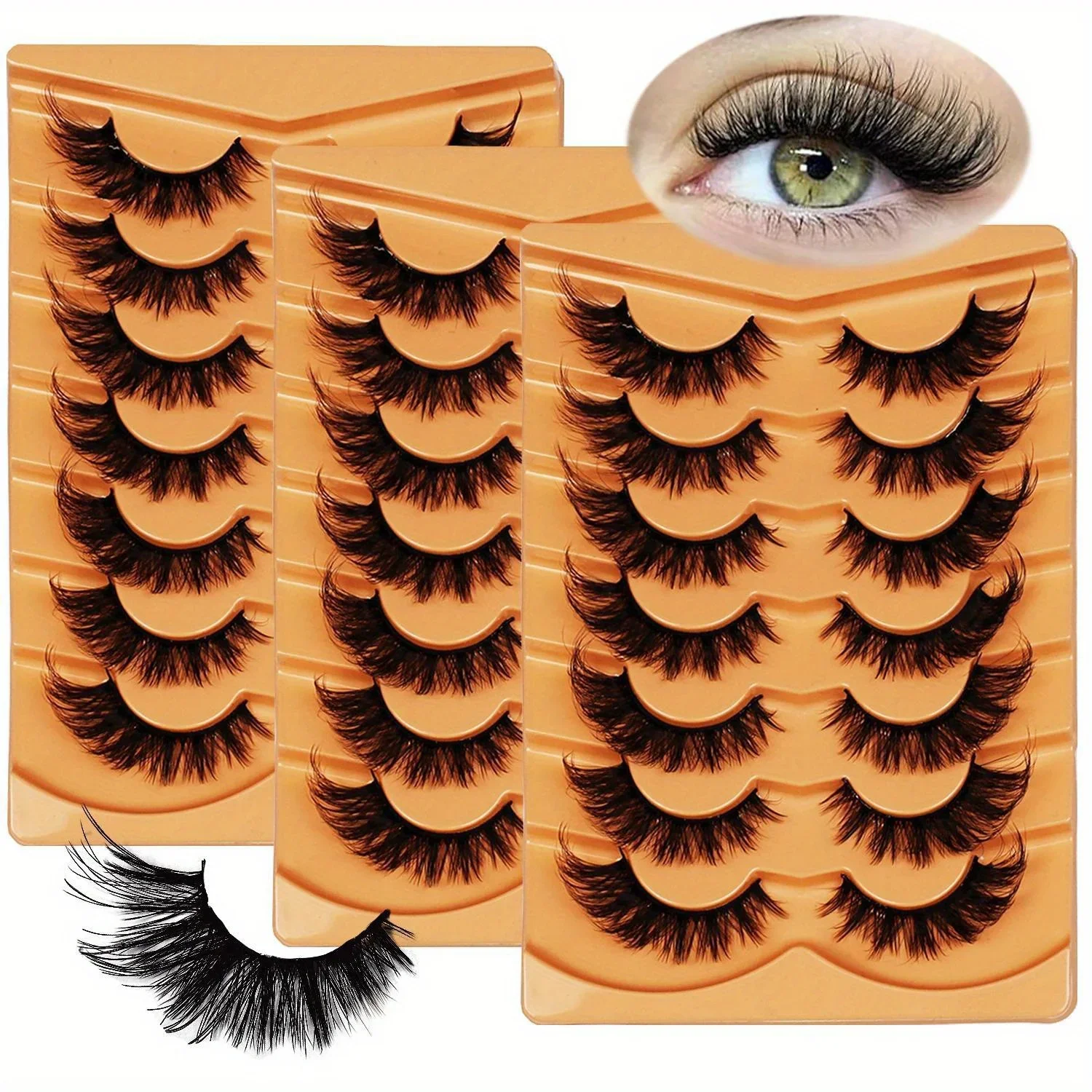 21Pairs3-Pack Cat Eye Lashes, Eye End Lengthening , Slender Curling Fluffy False Eyelashes