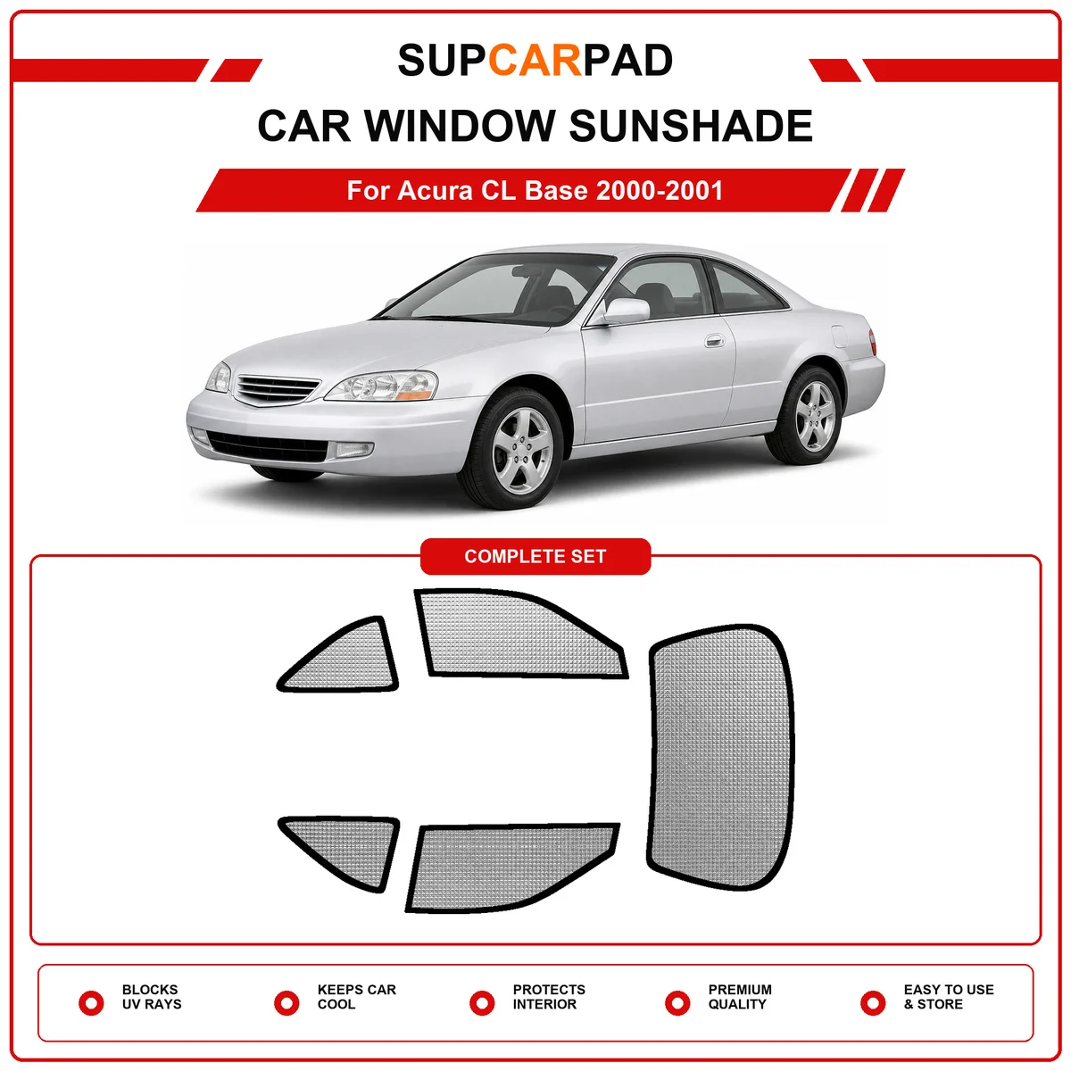 For Acura CL Base 2000-2001 Pre‑Cut Auto Window Sunshade Anti‑UV Car Sun Visor Protector