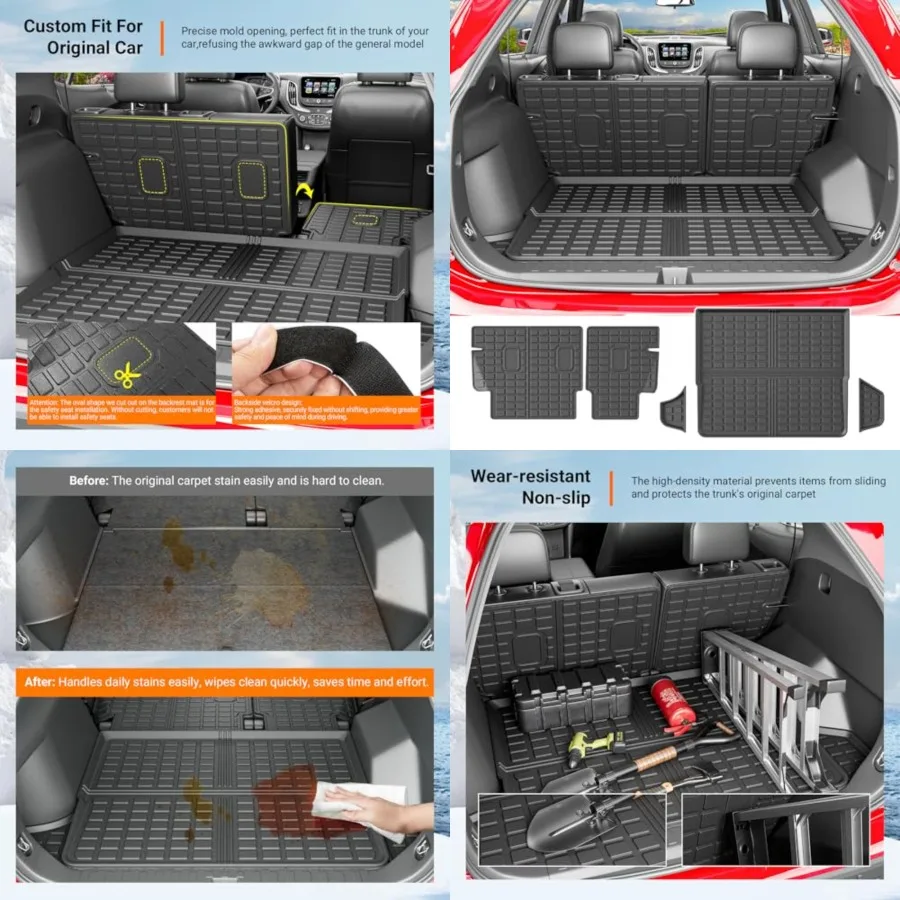 

Cargo Mat Compatible with 2010-2024 Toyota 4Runner Trunk Mat Replacement for 2010-2024 Toyota 4Runner Accessories 5 Seater-No 3rd seat (Fit W/Sliding Tray, Trunk Mat+Backrest Mats)