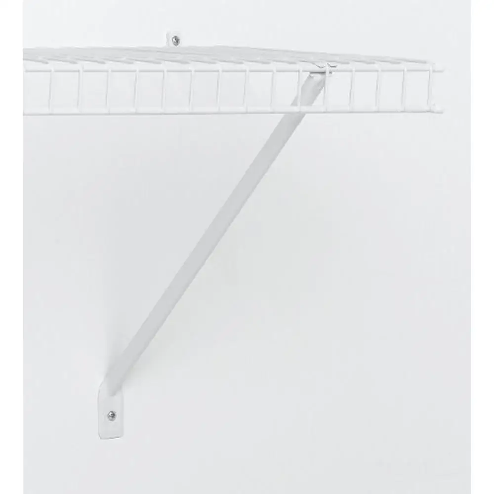 Wire Shelving Support Brackets 16 in. Deep Anchors & Pins Installation Epoxy Coated Steel 12 Count Pack White Use with 16-inch