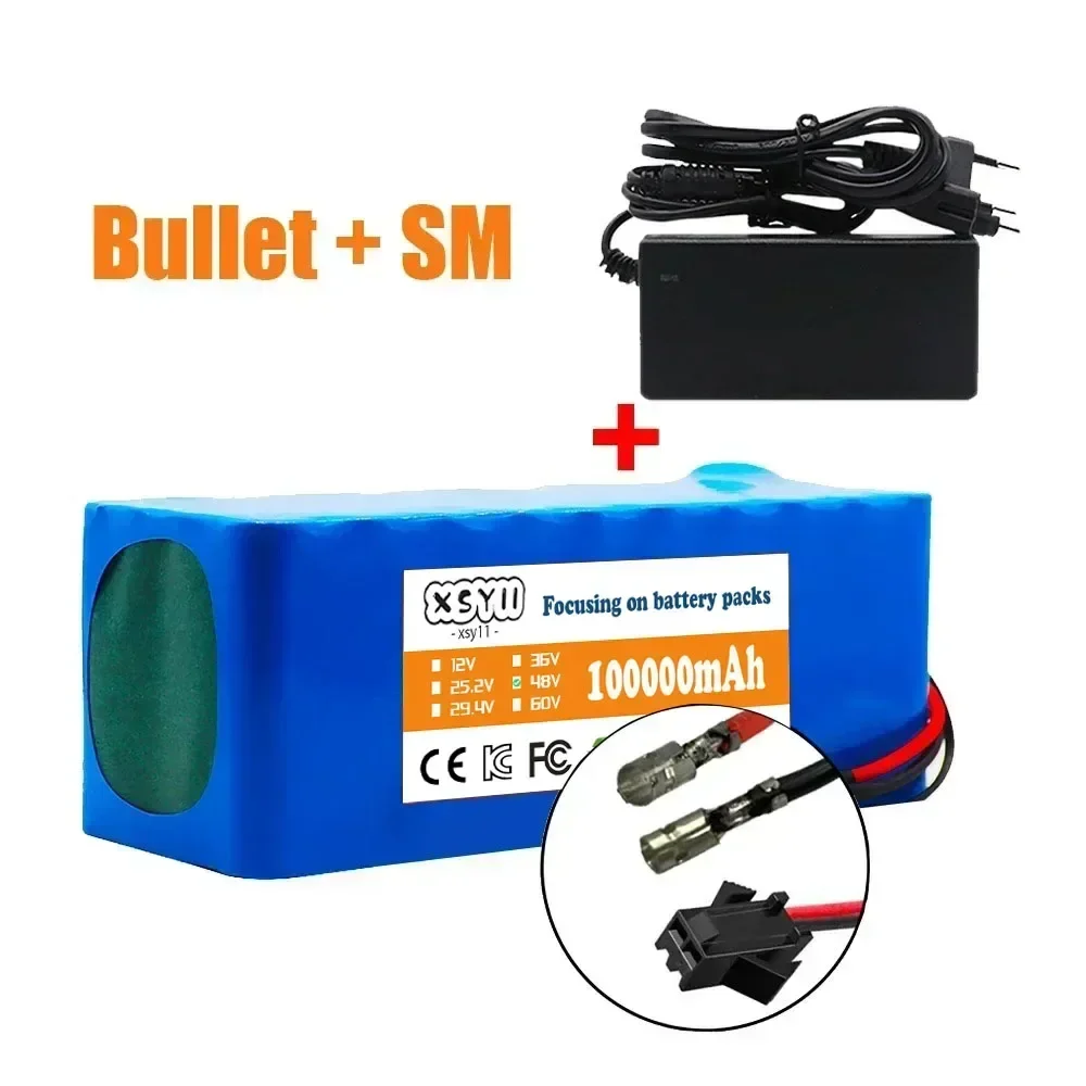13S3P 48V 100000mAh 100Ah 1000W lithium-ionbatterijpak met BMS + 54,6V oplader