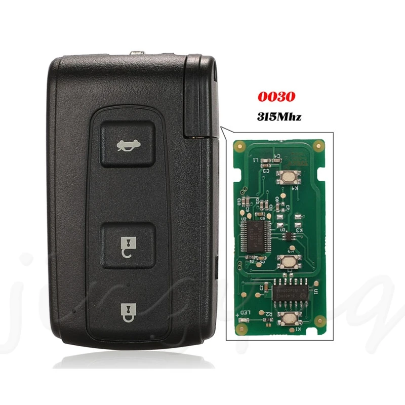 jingyuqin 0030 Board Number 3 Button Remote Car Key 315MHz For Toyota Crown 2006-2010 with Chip TOY48 Uncut Blade