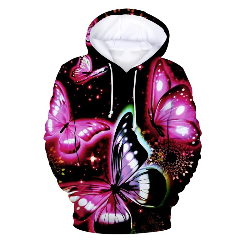 Fashion Colorful Butterfly 3D Print Hoodies Women Streetwear Oversized Pullovers Hoodie Hooded Sweatshirts Woman Tops Clothing