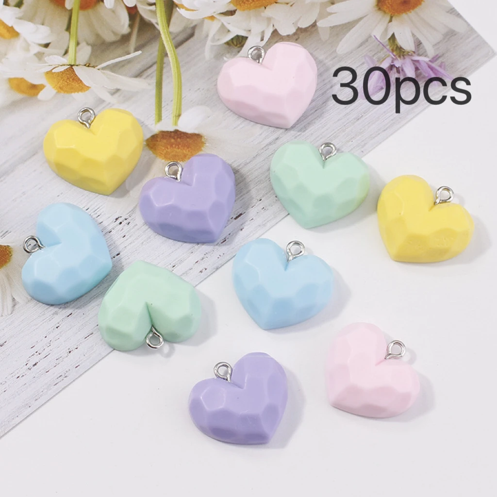 10pcs Kawaii Big Macaron Cut Edge Love Heart Charms for pendant Earring Keychain diy Jewelry Making