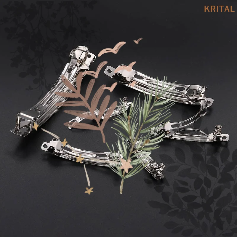 10pcs French Barrette Style Spring: Hair Clips Base Automatic Clip Blank Width Setting Bow Hairpin Supplies Jewelry Making