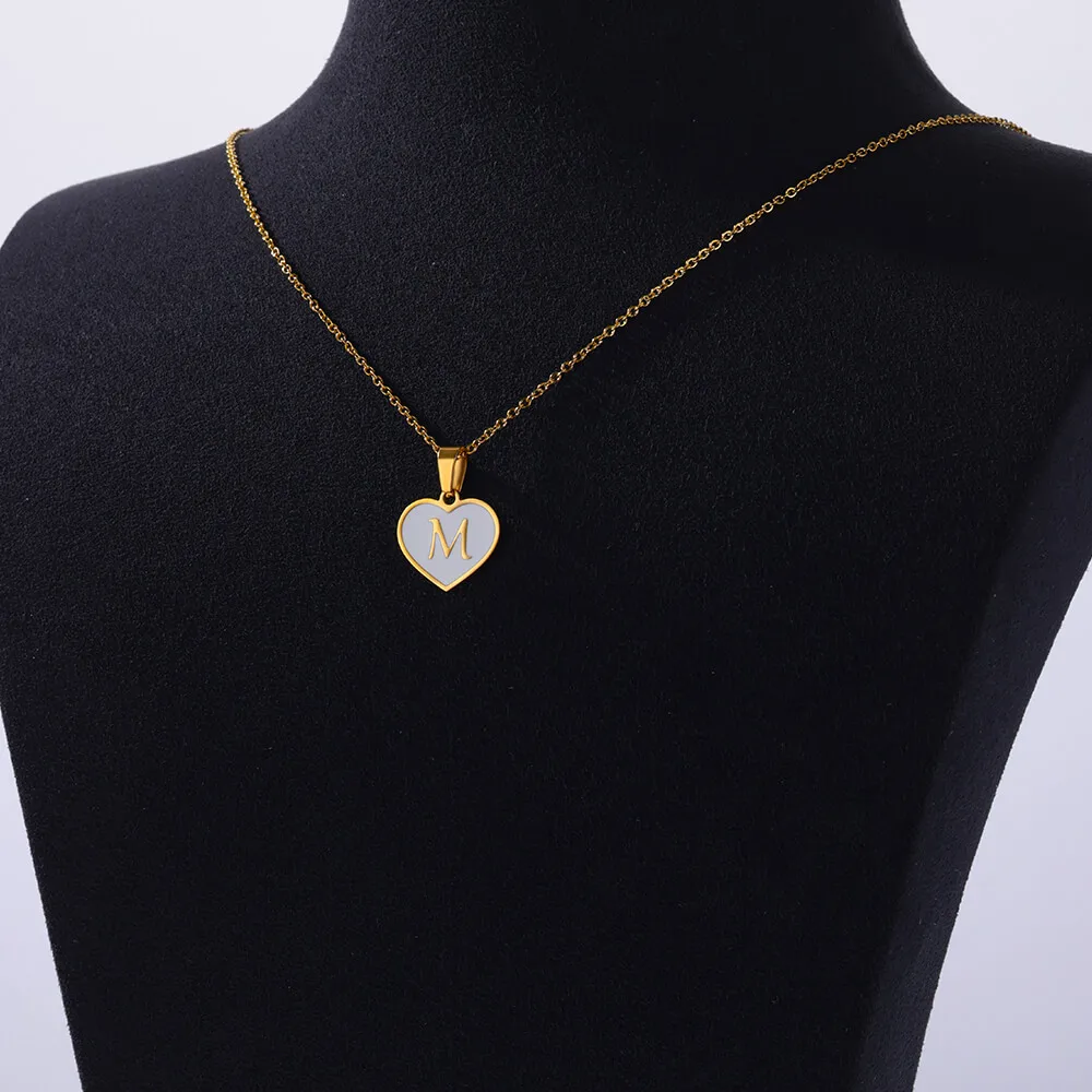 A-Z Initial Letter Gold Color White Drip Love Necklaces For Women Stainless Steel Chain 26 Alphabet Choker Pendant Jewelry 2024