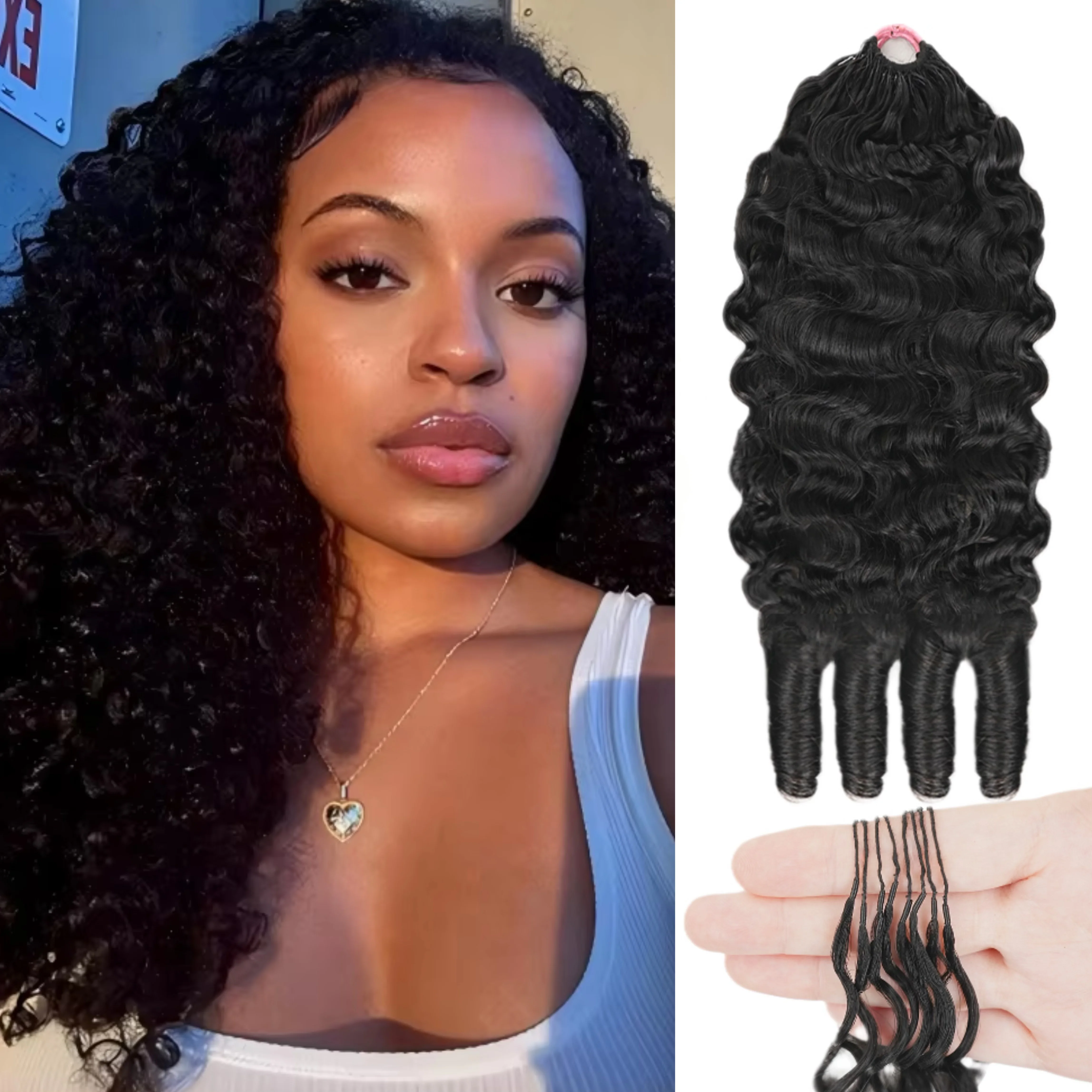 

Прочные многоразовые 30-дюймовые бирманские кудрявые волосы для плетения крючком с предварительно связанными петлями, без узлов, для женщин