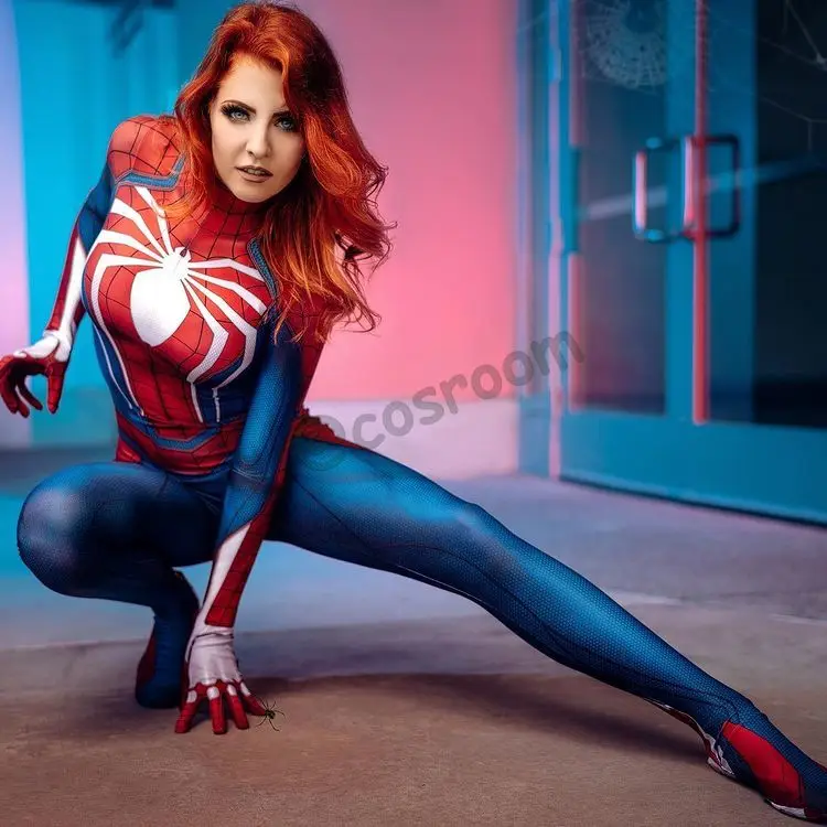 Fantasia Cosplay do Homem Aranha para Mulheres, Macacão Impresso 3D, Terno Zentai, Bodysuit Halloween, Trajes de Festa de Carnaval, Jogo PS4