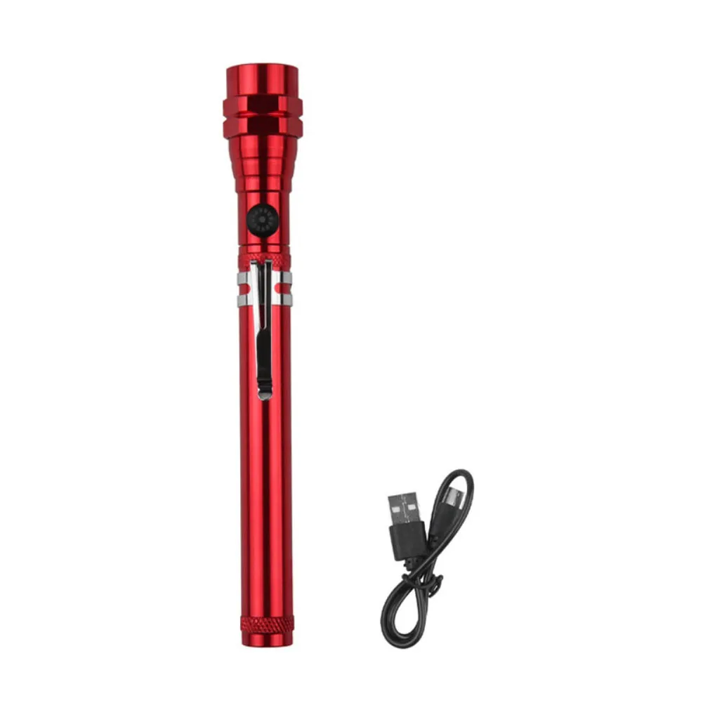 Rechargeable Telescopic LED Flashlight for torch with Flexible Magnetic Head Aluminum Alloy Shell Extendable Design for TYPE C