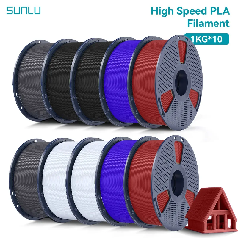 SUNLU PLA / High Speed PLA / PLA + 2.0 10KG im Bündel 1,75mm 1KG, extrem robust 2-3X stärker, Hochgeschwindigkeits-3D-Druckfilament