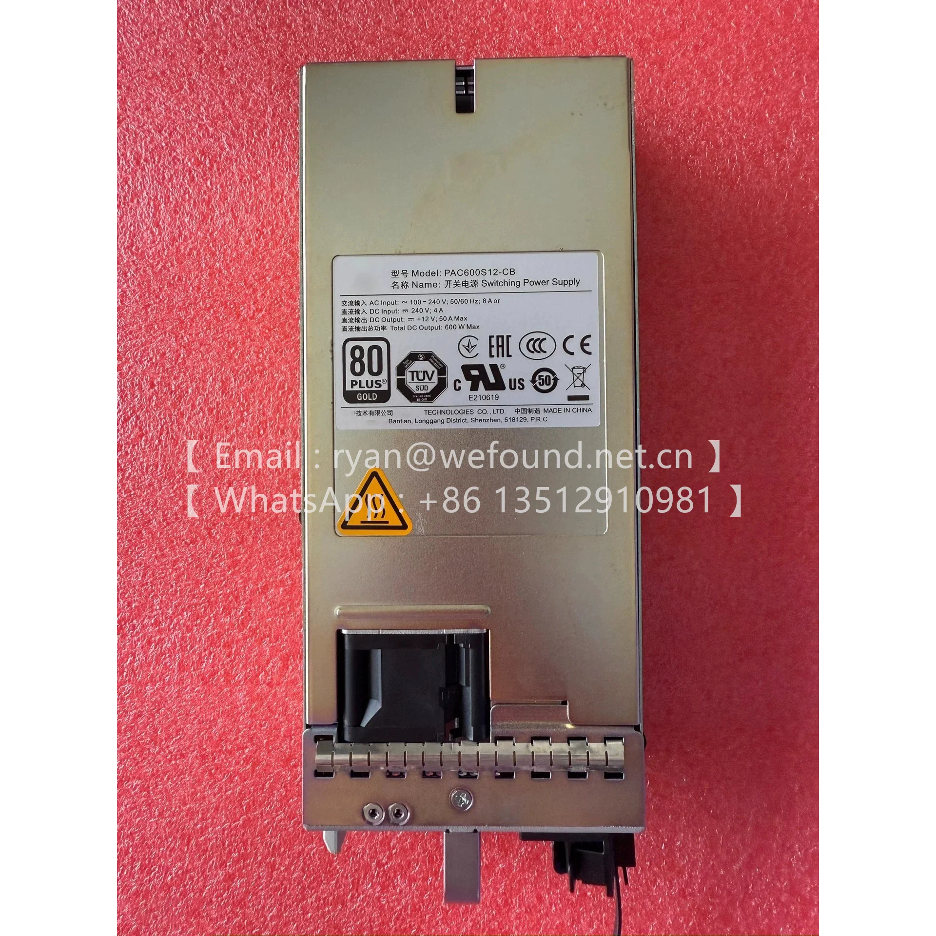 

PAC600S12-CB Переключатели серии S6700 Аппаратное обеспечение Модуль питания переменного и 240 В постоянного тока мощностью 600 Вт 02312FFU