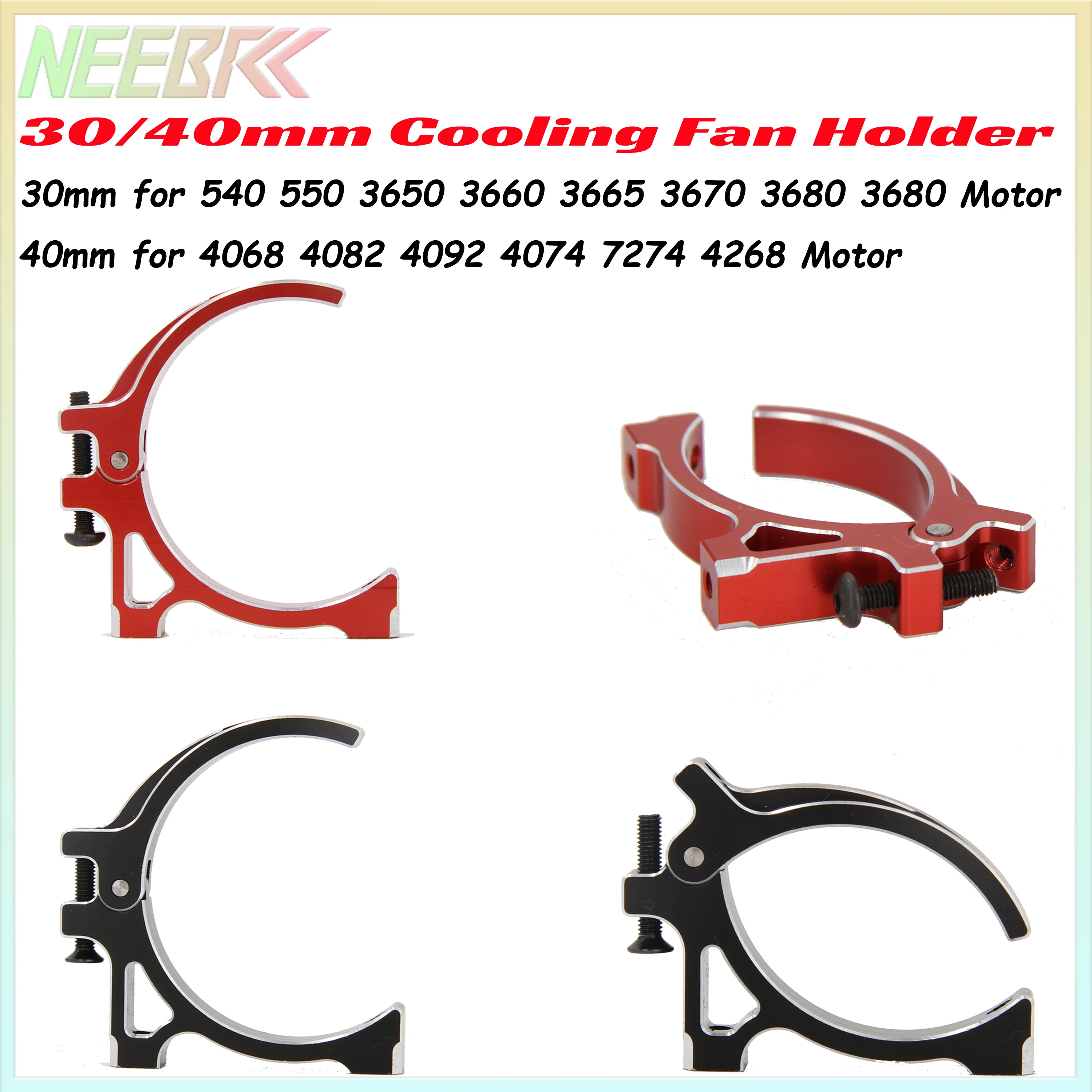 30mm 40mm RC-Motor Kühlventilator-Halterung Aluminium-Kühlkörper-Halterung für 1/10 1/8 RC-Auto 4068 4082 4092 4074 4274 4268 540 550 Motor