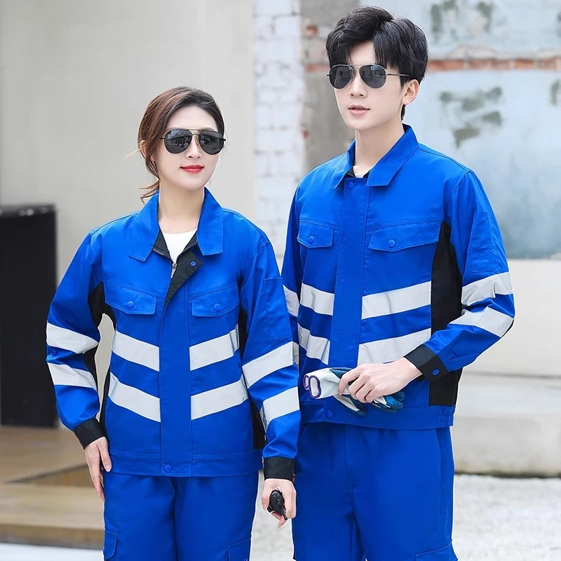 مجموعة ملابس العمل ذات الشريط العاكس للرجال لإصلاح السيارات ومقاومة للاهتراء والأوساخ ملابس واقية من المصنع بدلة Hi Vis