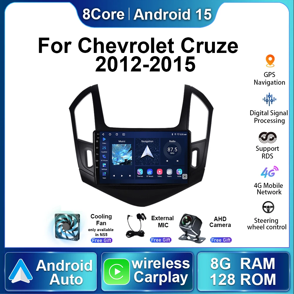 

8 + 128G автомобильный радиоприемник для Chevrolet Cruze 2012-2015 Android15 авторадио мультимедийный видеоплеер стерео беспроводной Carplay навигацияGPS