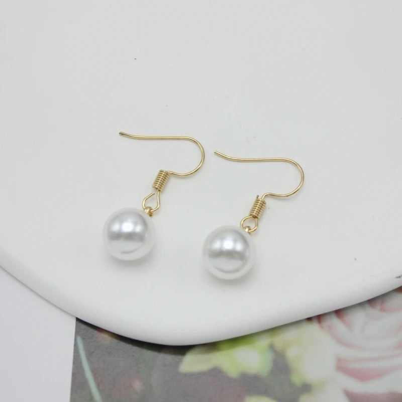 Round Imitation Pearl Drop Earrings for Women Pendientes Waterdrop Pendant Ear Jewelry Trend Creative Accessories