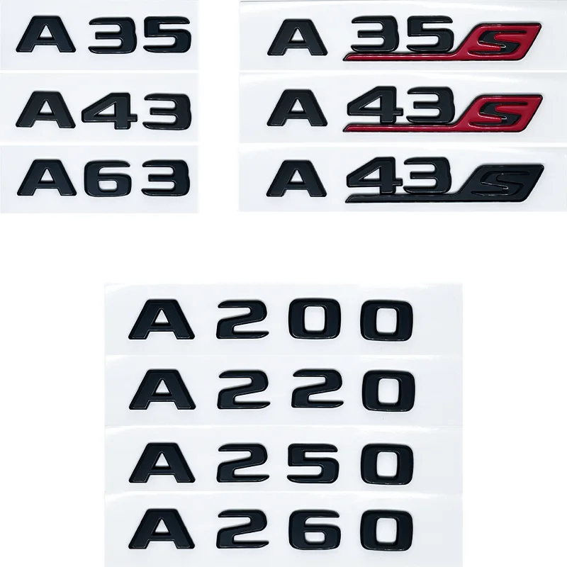 

3D ABS Black A35 A45 A160 A180 A200 A250 Logo Letters 4MATIC Badge Car Rear Star Sticker AMG Emblem For Mercedes Benz W176 W177