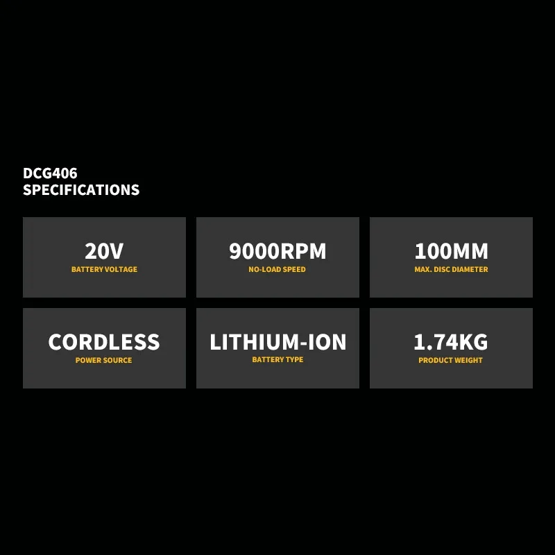 DEWALT-amoladora angular sin escobillas, herramienta eléctrica de 100 RPM, 20V, DCG406, 9000 MM