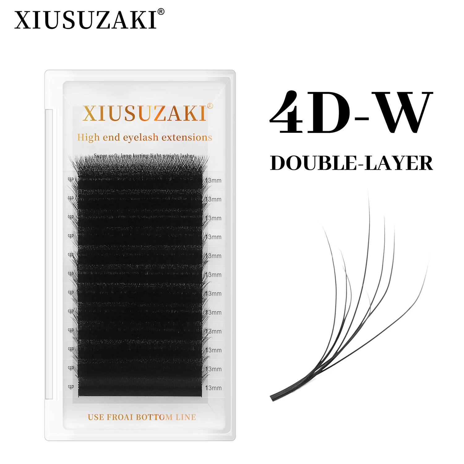 XIUSUZAKI طبقات مزدوجة 4D W على شكل رموش ملحقات C + D حليقة 4DW ملحقات الرموش الصناعية رموش حجم مسبقة الصنع #1