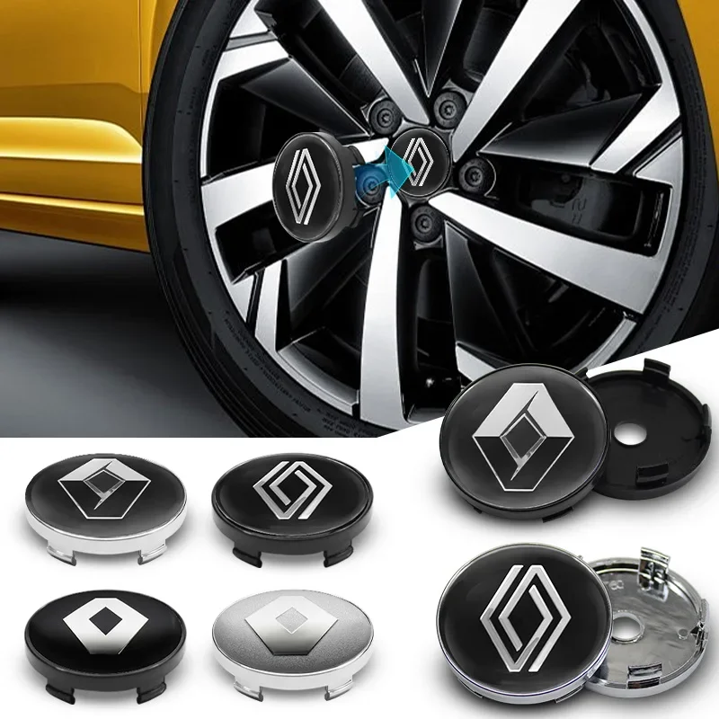 

4Pcs 56+60mm Car Styling Renault Emblem Wheel Hub Center Caps Rim Cover Badge Sticker For Renault Megane 2 3 Captur Clio 4 Logan