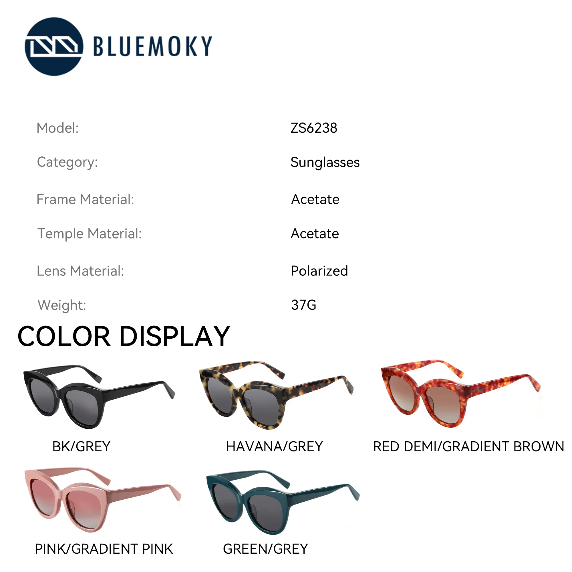 BLUEMOKY Butterfly Prescription Sunglasses Acetate Progressive Sun Glasses for Women UV400 Polarized Outdoor Shopping Shades
