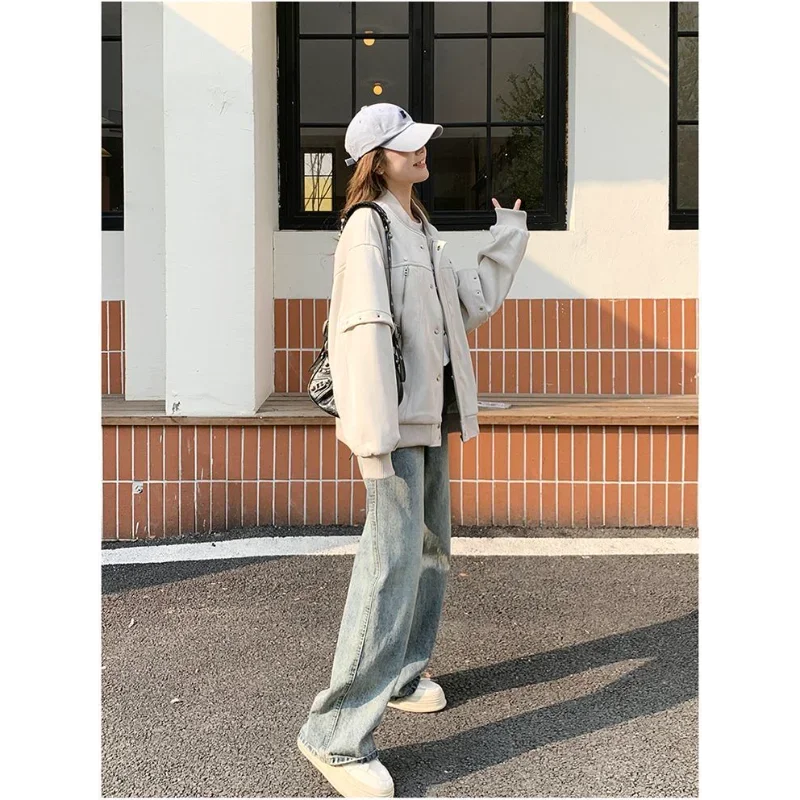 سترة نسائية كاجوال معدنية عصرية سترة بيسبول أمريكية كلاسيكية #6