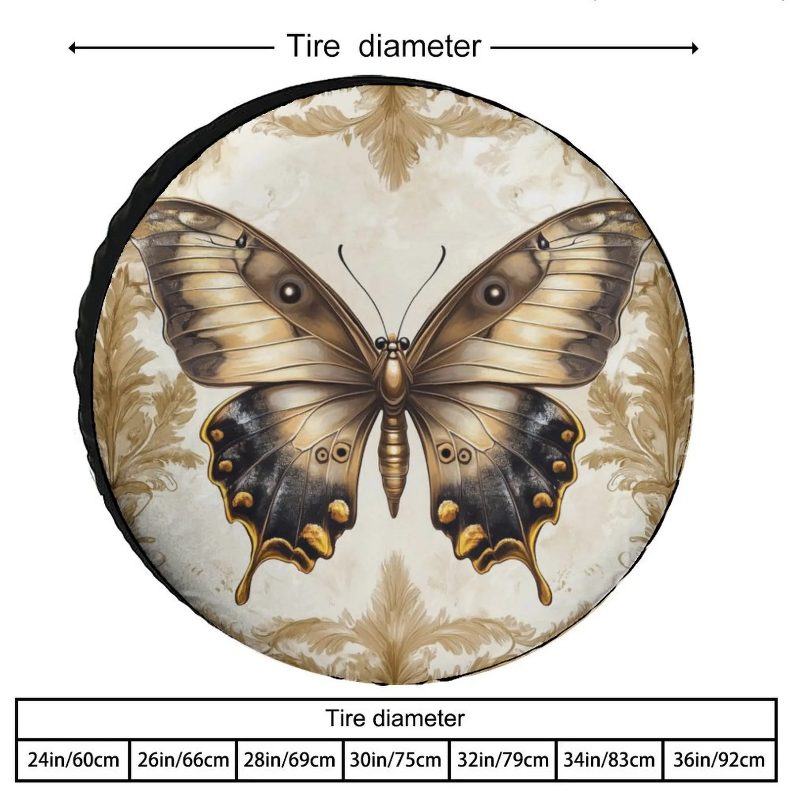 Vintage Butterfly Tire Cover Waterproof Spare Wheel Protector Durable Polyester Cover for SUV Truck