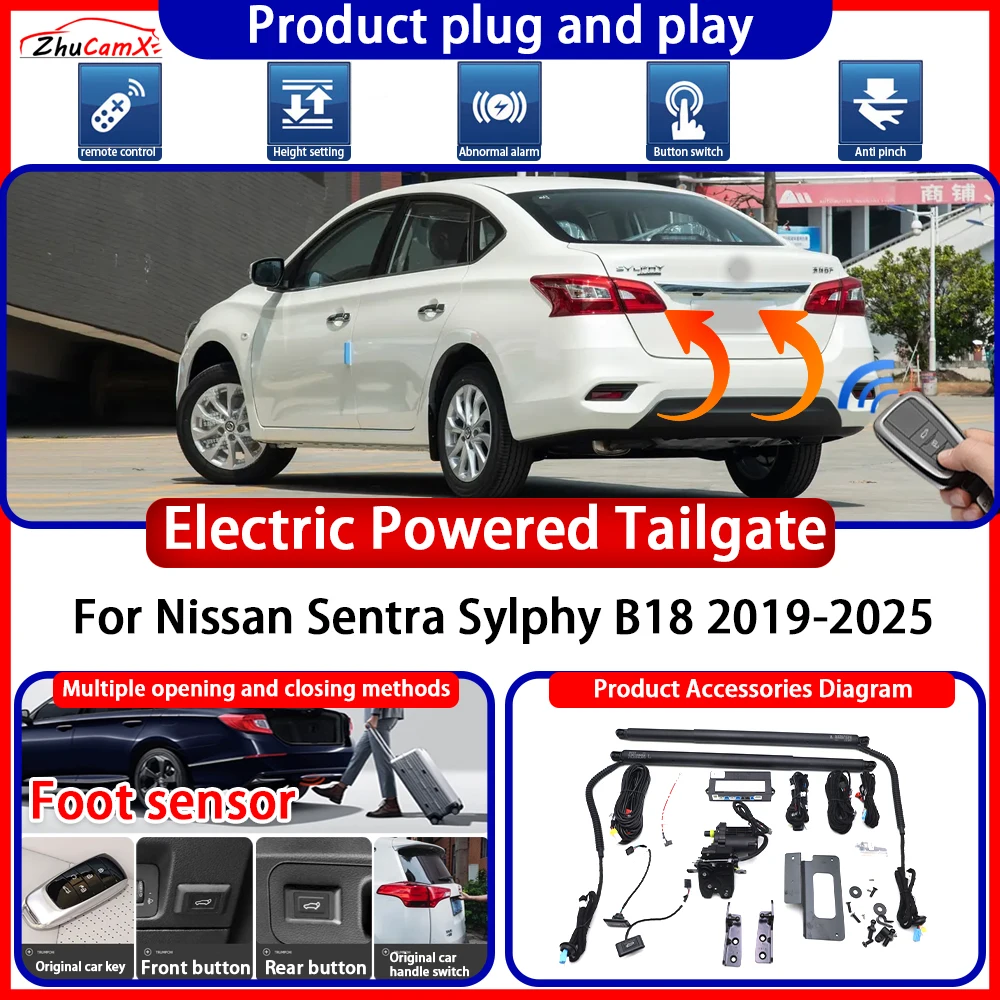 ZhuCamX Electric OEM Powered Tailgate for Nissan Sentra Sylphy B18 2019-2025 anti pinch Smart Intelligent Control Gate Lift Kit