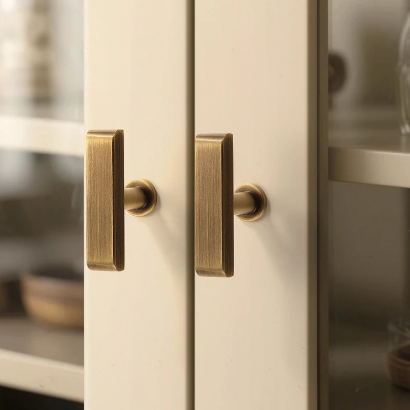 Rectangle Vintage Brass Handles for Furniture Bronze Handles for Wardrobe and Drawer Luxury Kitchen Drawer Cabinet Pulls