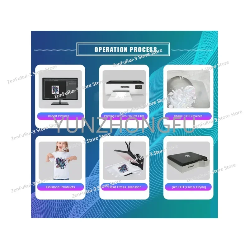 Printhead L805 DTF Printer with FREE Ink Powder Film A4 Printing Machine Digital T-Shirt Printing Plotter Inkjet Printer L805