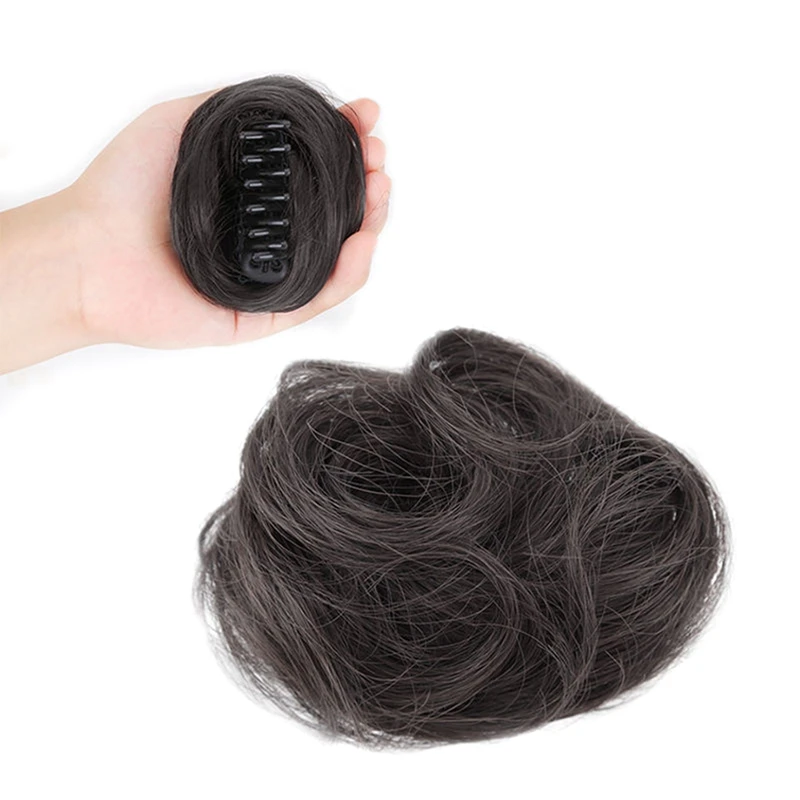 Synthetic Claw Clip Hair Extention Hair Bun Meatball Head Hair Accessories Messy Straight Clip-in Donut Bun