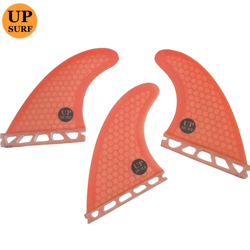 Surf Board UPSURF FUTURE Medium Orange Color Fiberglass Honeycomb For Surfing Single Tabs Fin 3pcs per set SUP Board Fin