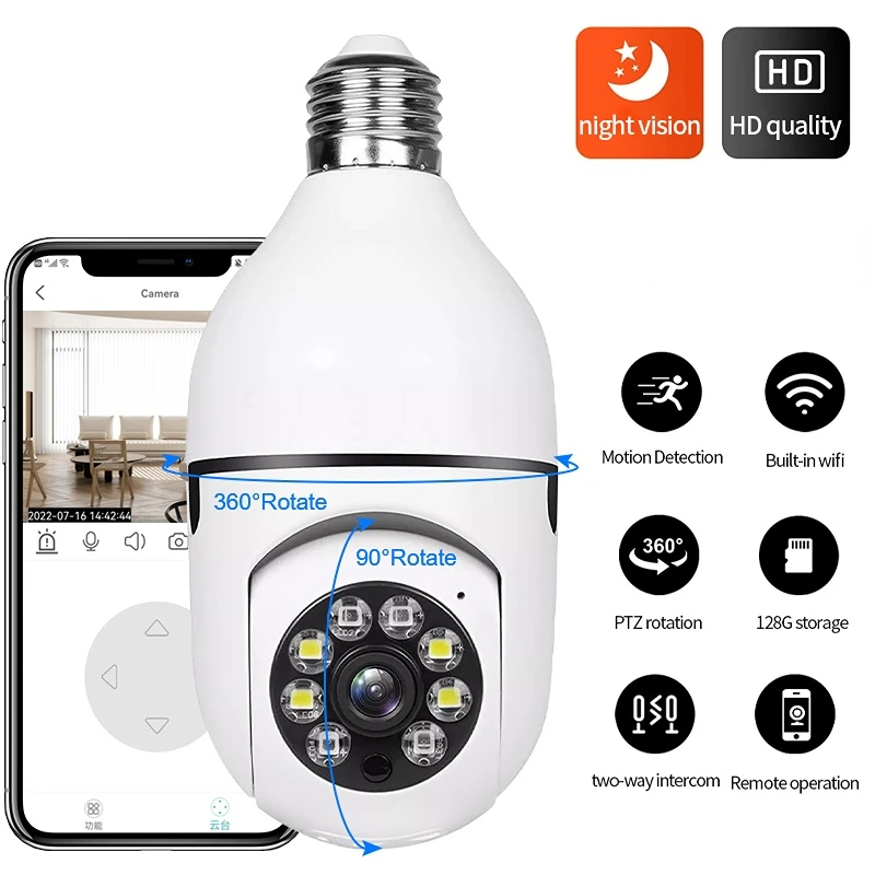 E27 2MP Wifi Bulb Camera source night vision wireless intelligent 5G Security Monitor  LED Lamp Home Security Baby Monitor