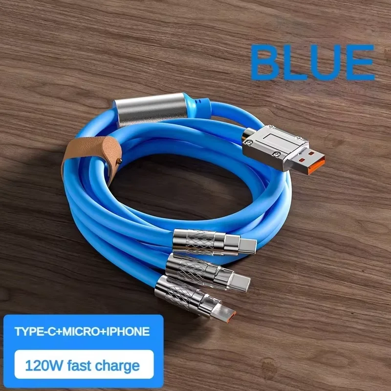 120W 6A 3 in 1 Schnellladekabel Typ C Micro USB für iPhone Ladekabel für Samsung Huawei Xiaomi Telefon Ladegerät USB-Kabel
