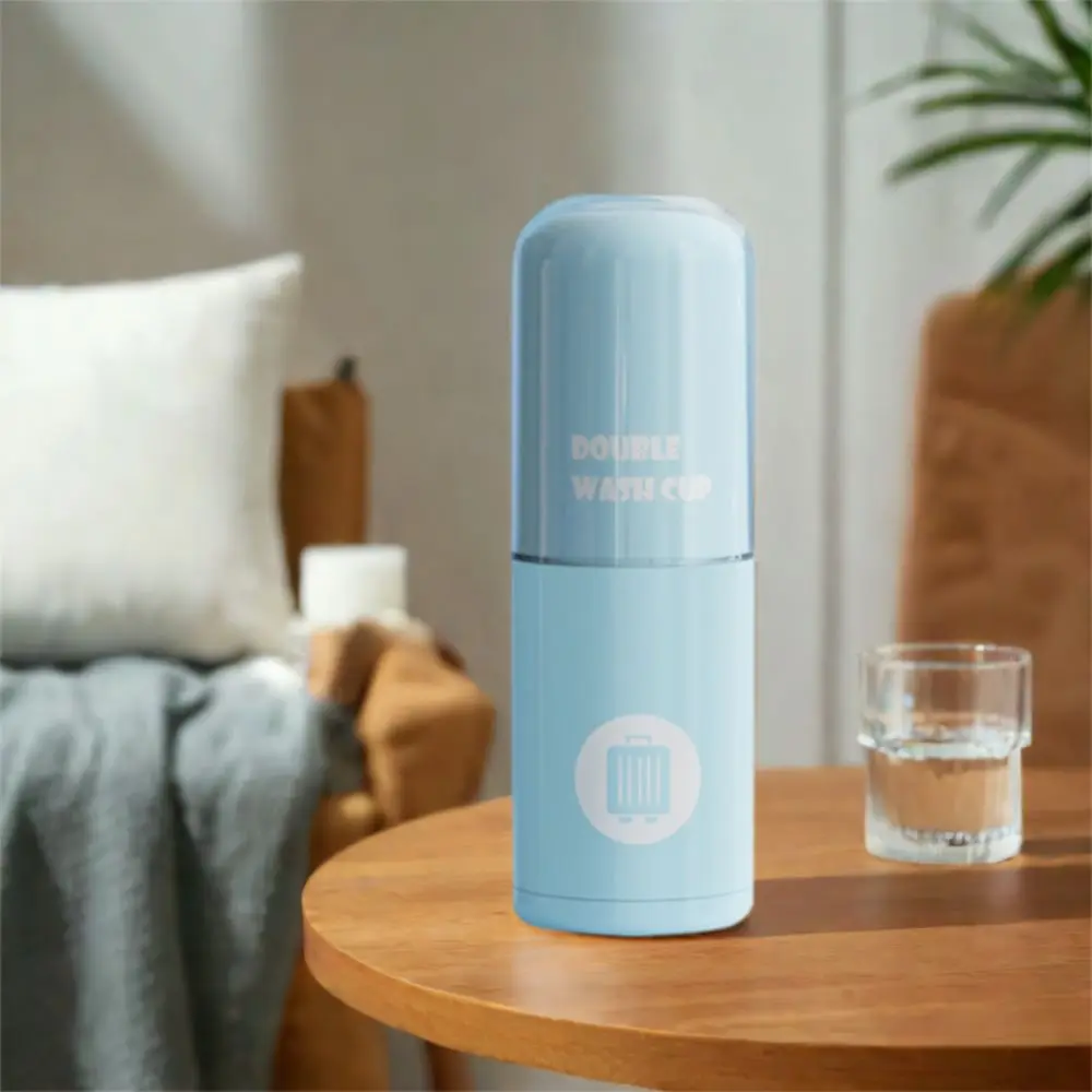 

Compact Design Multi Functional Travel Wash Set Plastic Lightweight Mouthwash Cup Creative Double Person Wash Cup Personal Care