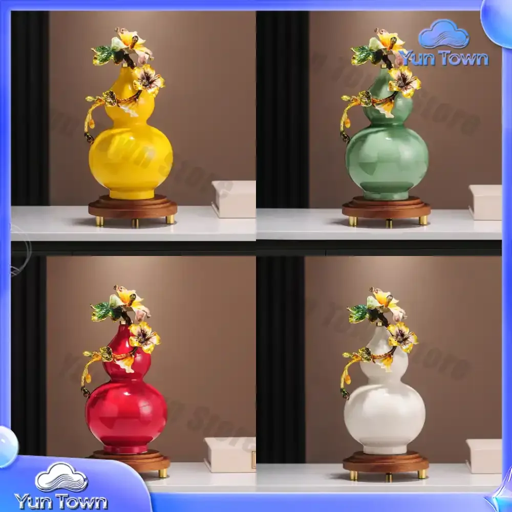 New Chinese high-end ceramic gourd ornament, living room entrance TV cabinet wine cabinet moving gift, housewarming gift