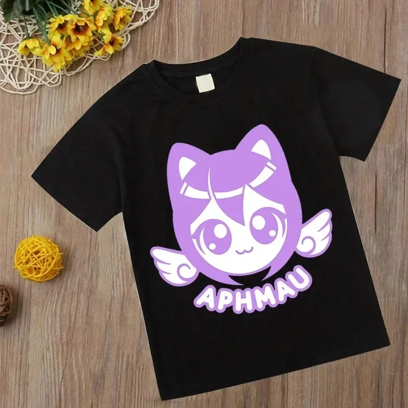 Girl T Shirt Print Aphmau T-shirt Kawaii Princess Children\'s Clothing Cartoon Anime Boys Girls Shirt Cat Print Summer Tops Tee