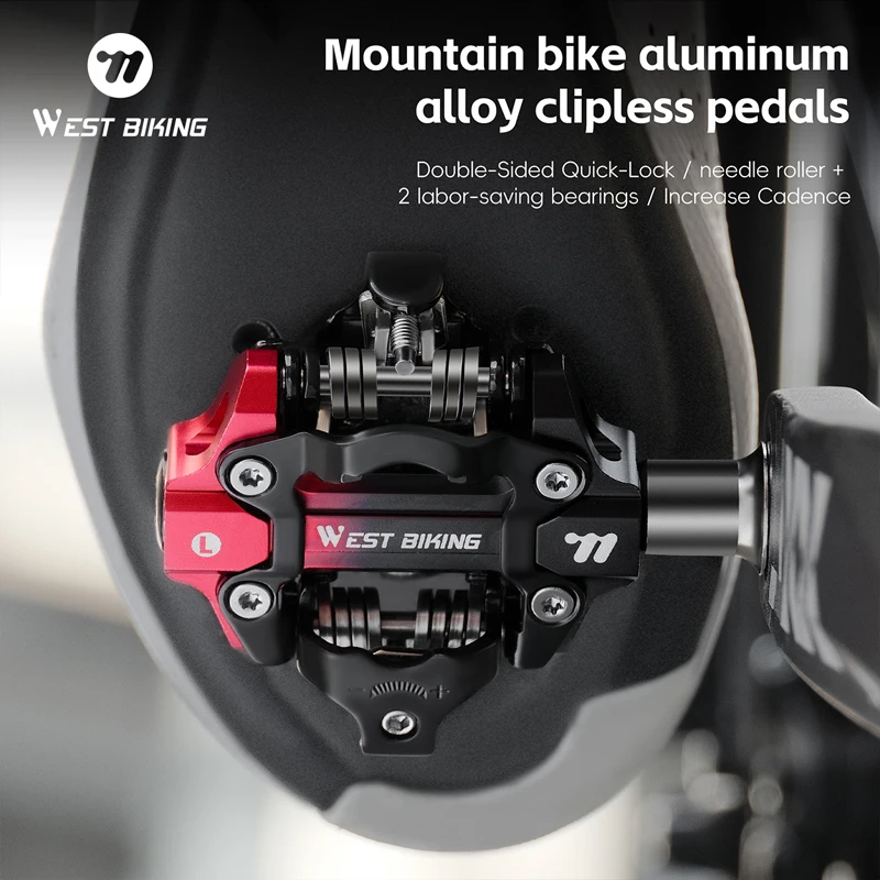 

MTB Self Locking Pedals SPD Compatible Double Sealed Needle Bearing Aluminum Alloy for Mountain Bike Clipless System