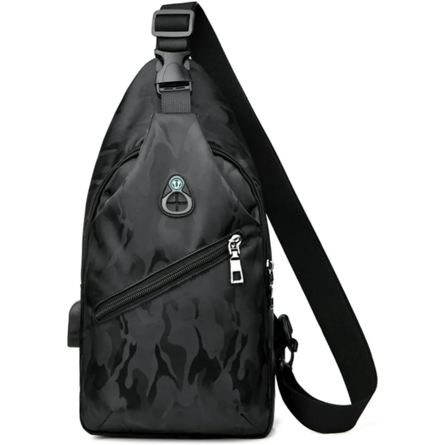 Bolso de hombro tipo bandolera de nailon impermeable, bolso bandolera para hombre, mochila de viaje negra, mochila de pecho para senderismo, pesca, correr, trabajo