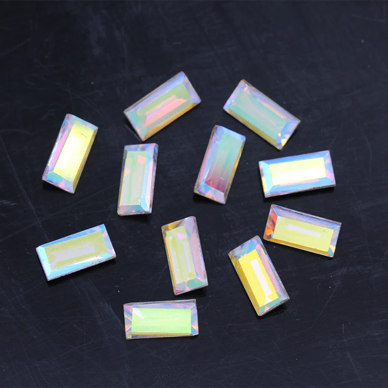 20p 3x7mm color rectangle point foiled back glass stone faceted crystal rhinestones Nail Art decoration DIY jewelry making beads