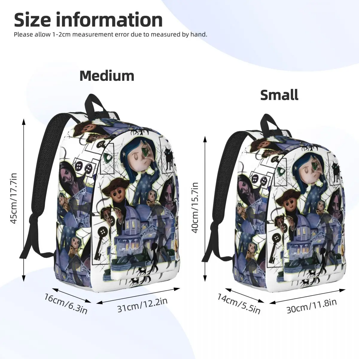 Coralines Dreaming Movie Teenage Backpack Sports Student Work Fantasy Horror Daypack for Men Women College Canvas Bags