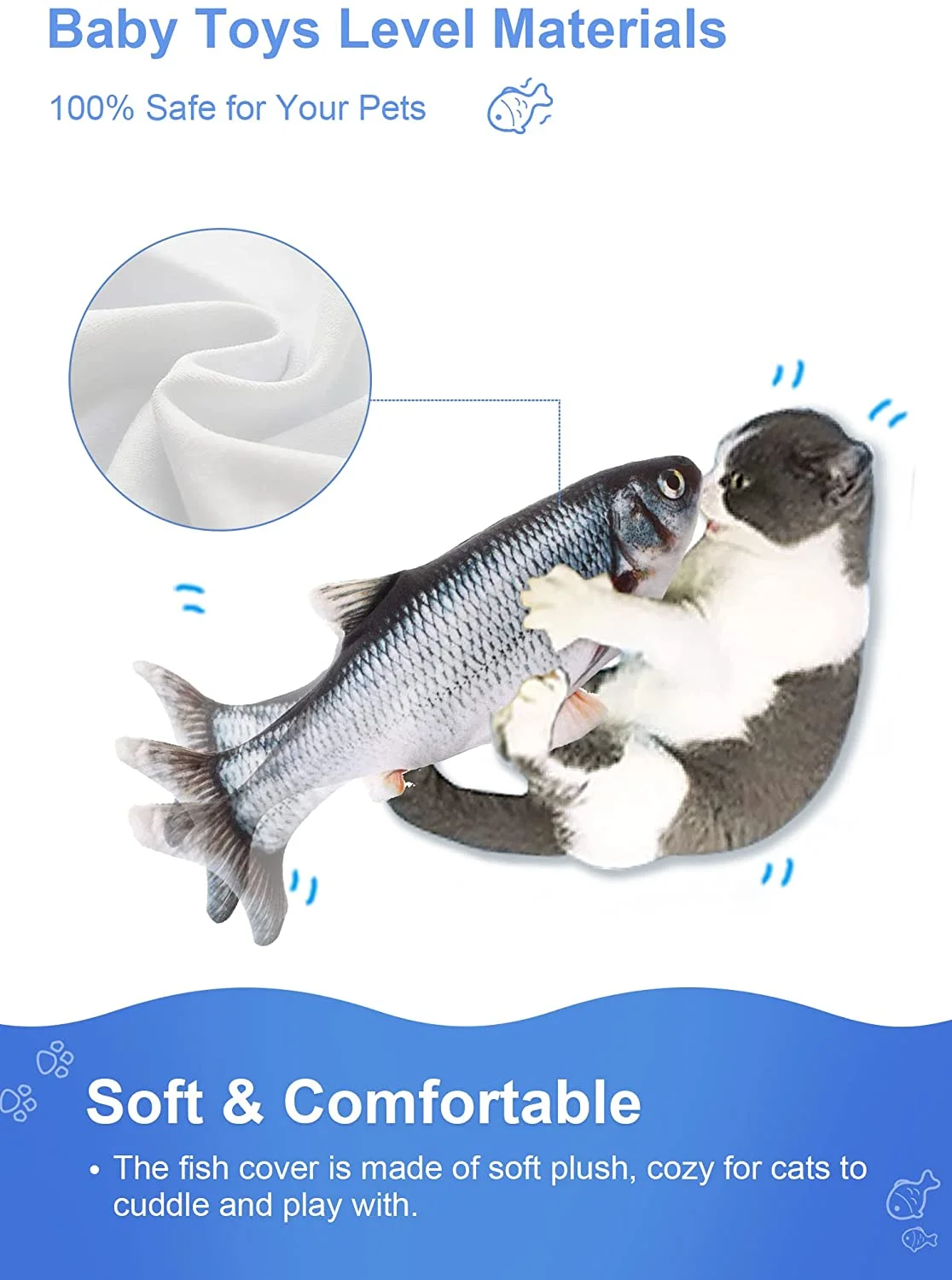 Cat Toy Flopping Fish, Electric Moving Fish Toy Realistic Simulation Wagging Fish Pet Toy Wiggle Fish Motion Activated Kitty Toy