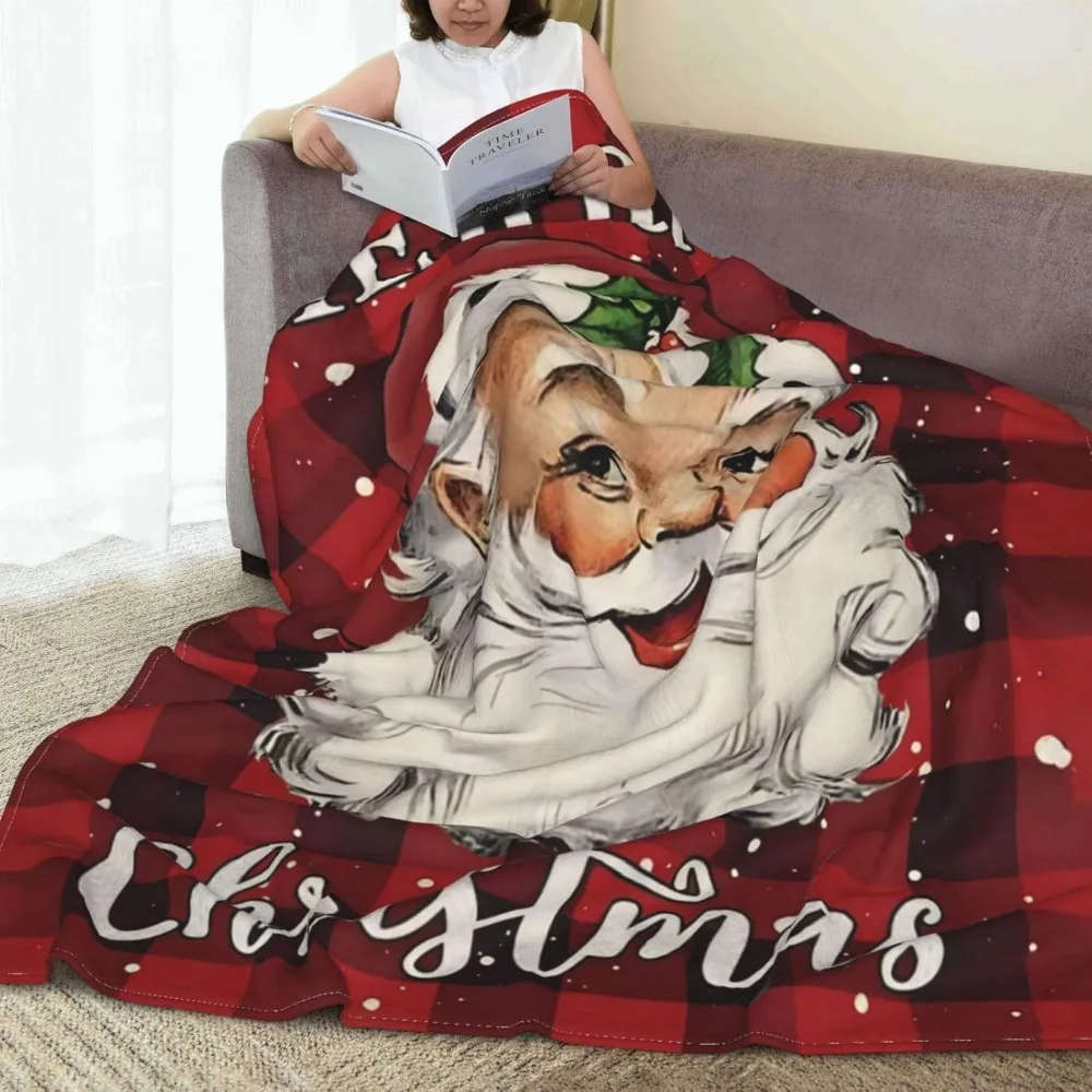 

Santa Claus Blanket Super Soft Cozy Christmas Blanket Lightweight Fuzzy Comfy Textured Flannel Warm Little Blanket for Couch