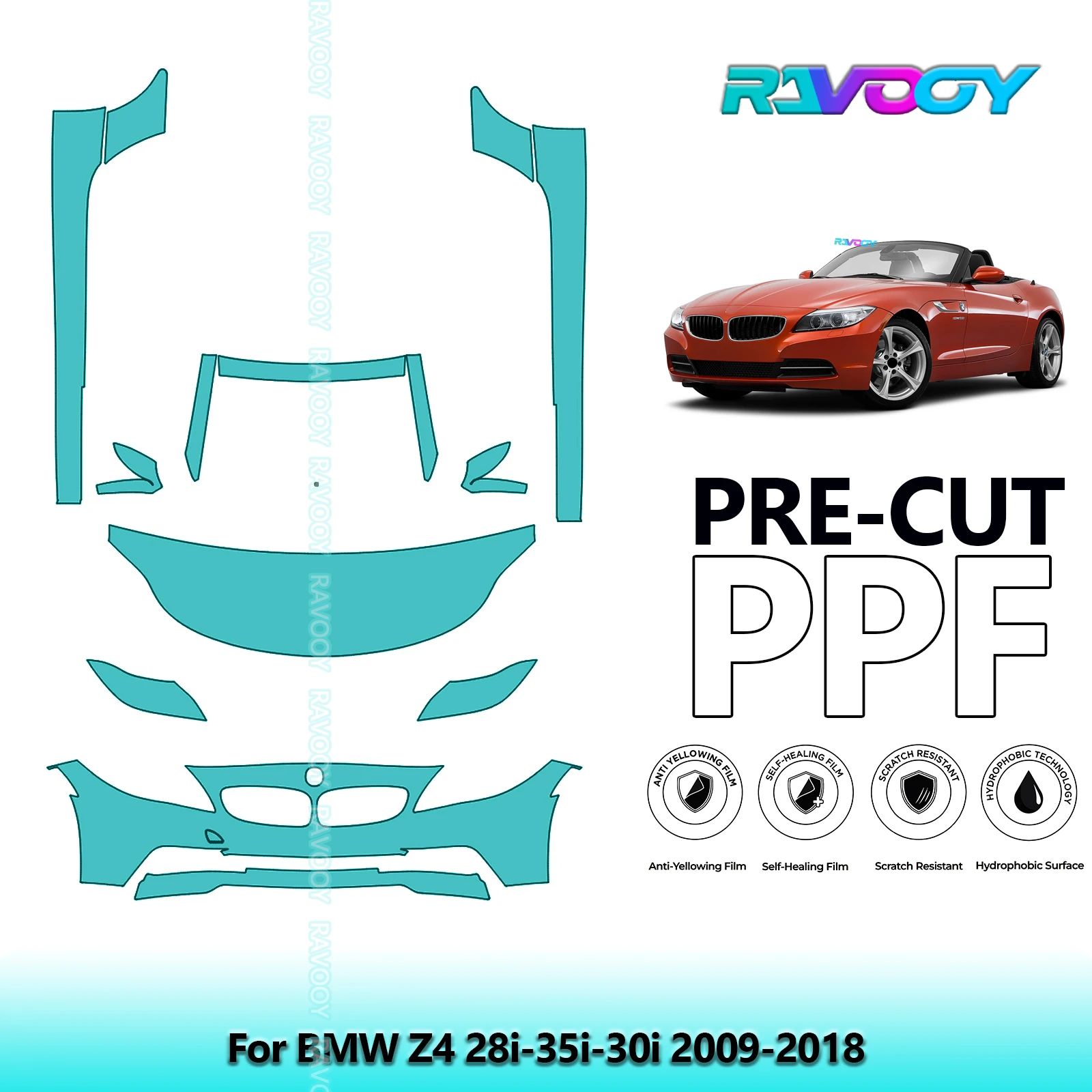 

8.5Mil Precut Paint Protection Film PPF Clear Bra Front Kit+Rockers For BMW Z4 28i-35i-30i 2009-2018