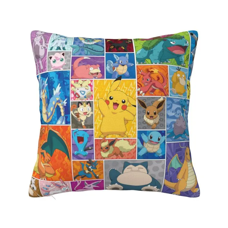 Custom Pokemons Pikachus Throw Pillow Case Bedroom Decoration Cushions Cover For Sofa Car Seat Square Polyester Pillowcase