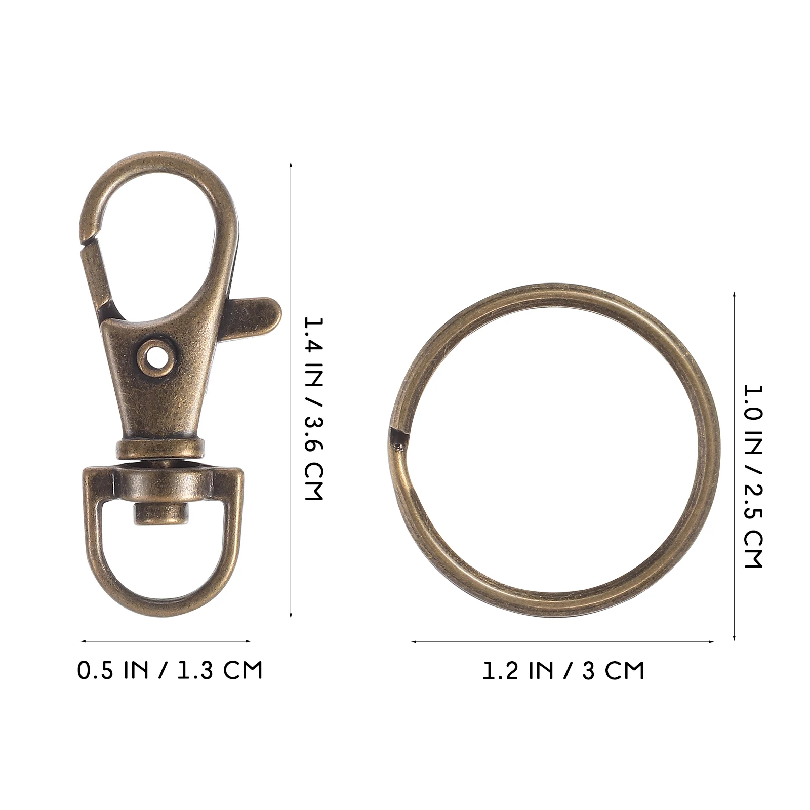 

20 Clips 20 Rings Key Ring Buckles Zinc Alloy Copper Swivel Snap Hooks Lobster Clasps Durable Keychains Craft Projects
