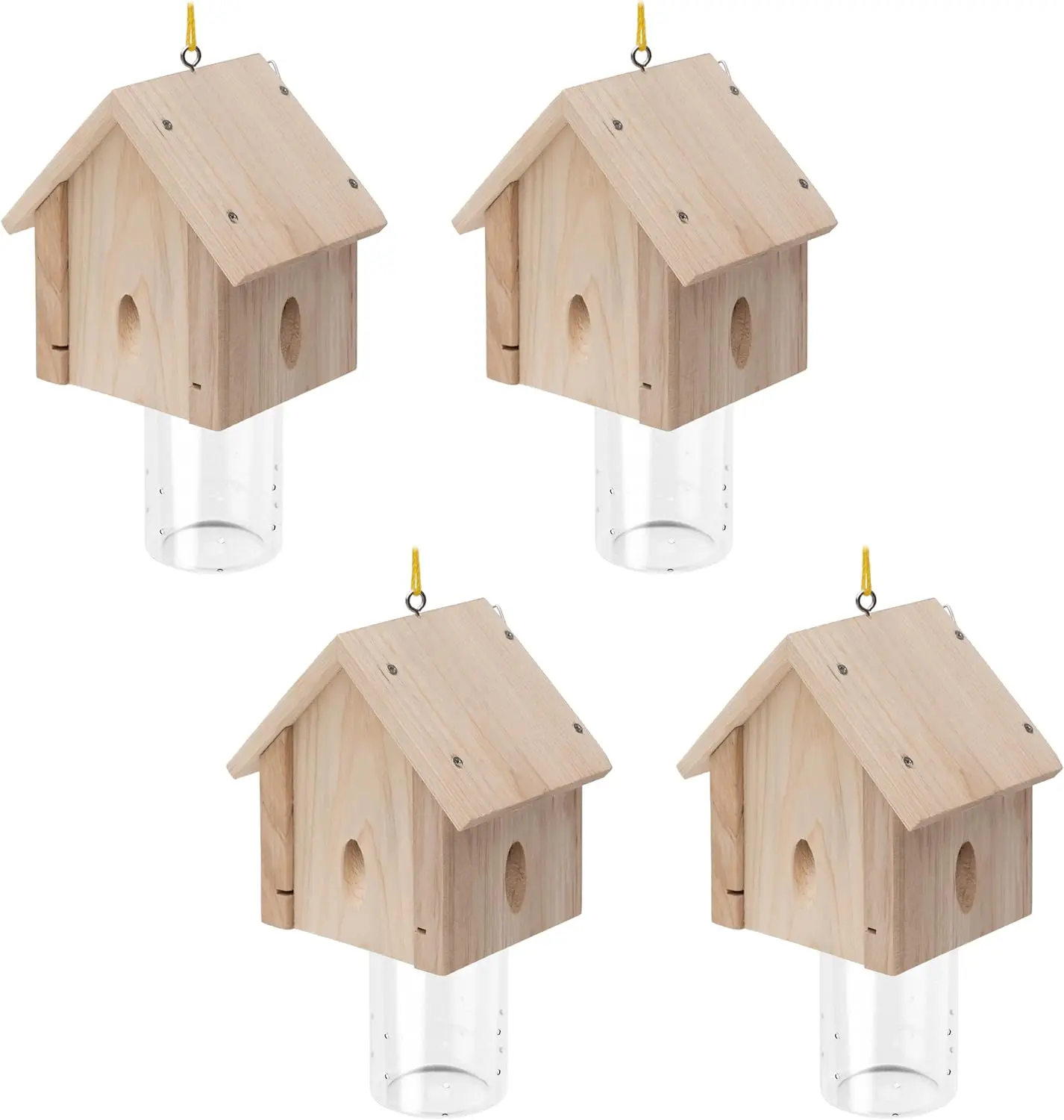

Carpenter Bee Traps Hanging Wood Outdoor Insect Traps Cabin Style Removable Vault Four Pack