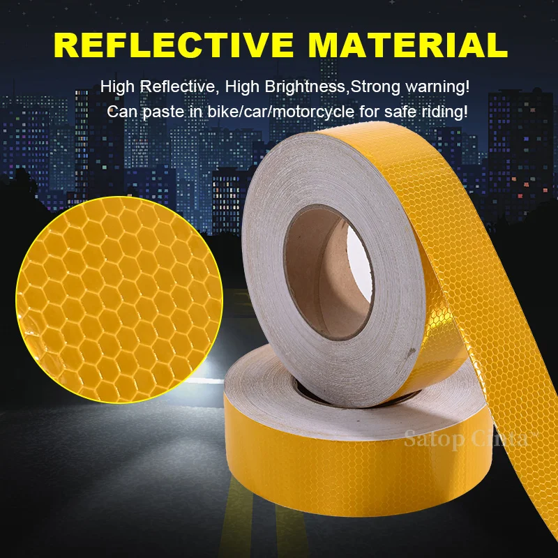 5cm*50m Reflective Tape Shining Star Yellow Waterproof Strong Adhesive Stickers Safety Warning Strip Reflectors Conspicuity Film