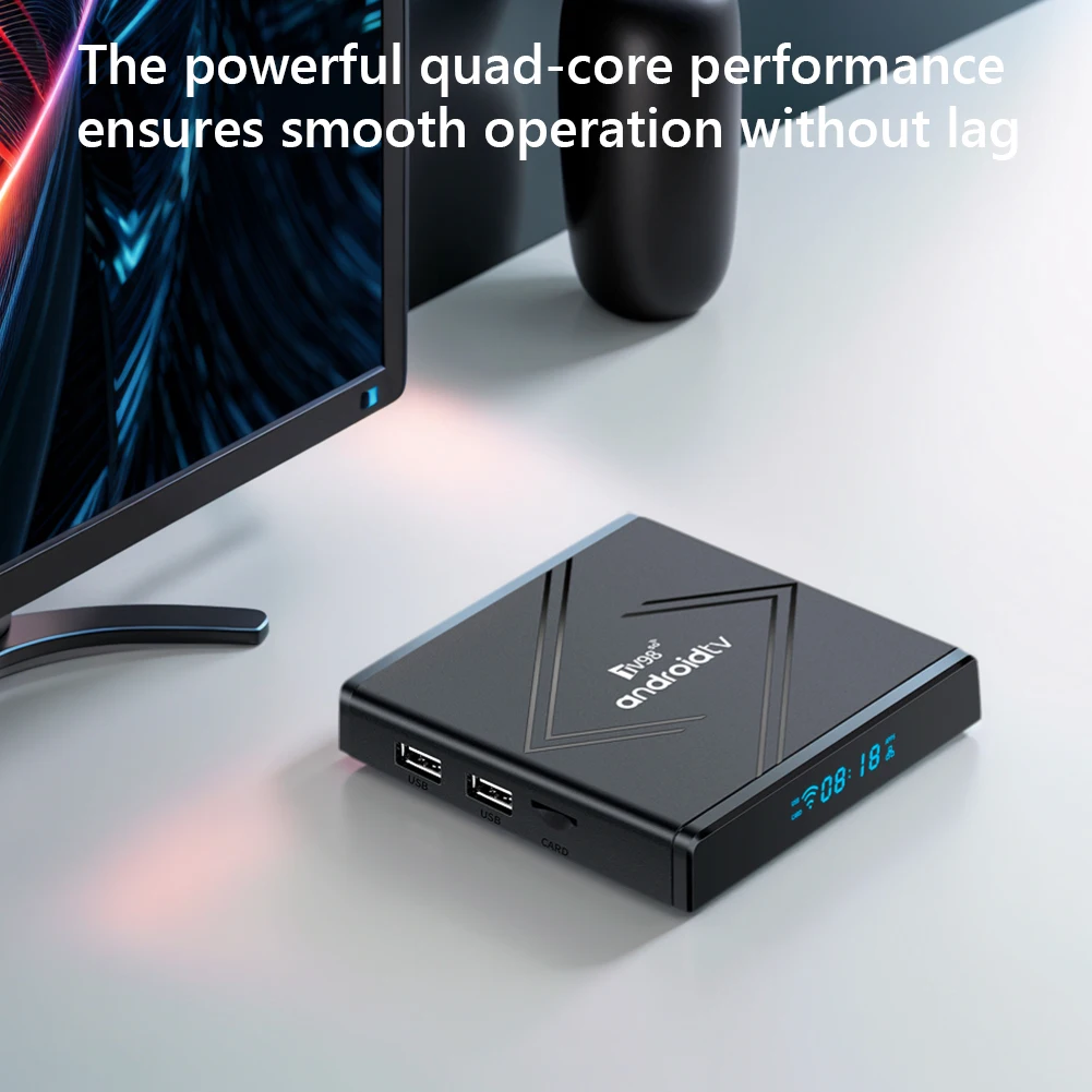 Android 14 TV Box 2.4G/5G Dual WiFi Media Player BT5.0 Set Top Box 2GB 16GB Android Box مع جهاز تحكم عن بعد