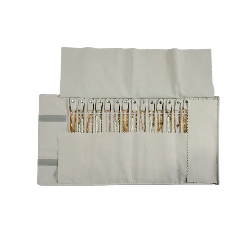 جديد قلادة تخزين لفة حقيبة رمادي PP المخملية مجوهرات المنظم الحقيبة للسفر والمعرض عرض مجوهرات الدعائم #2